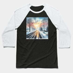 Winter Road at Dawn Baseball T-Shirt